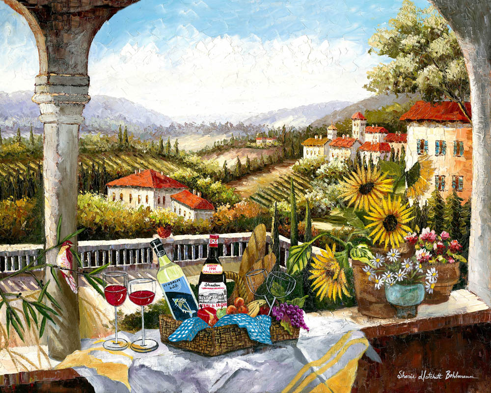 Mediterranean Landscapes printed on tile to create dramatic home murals